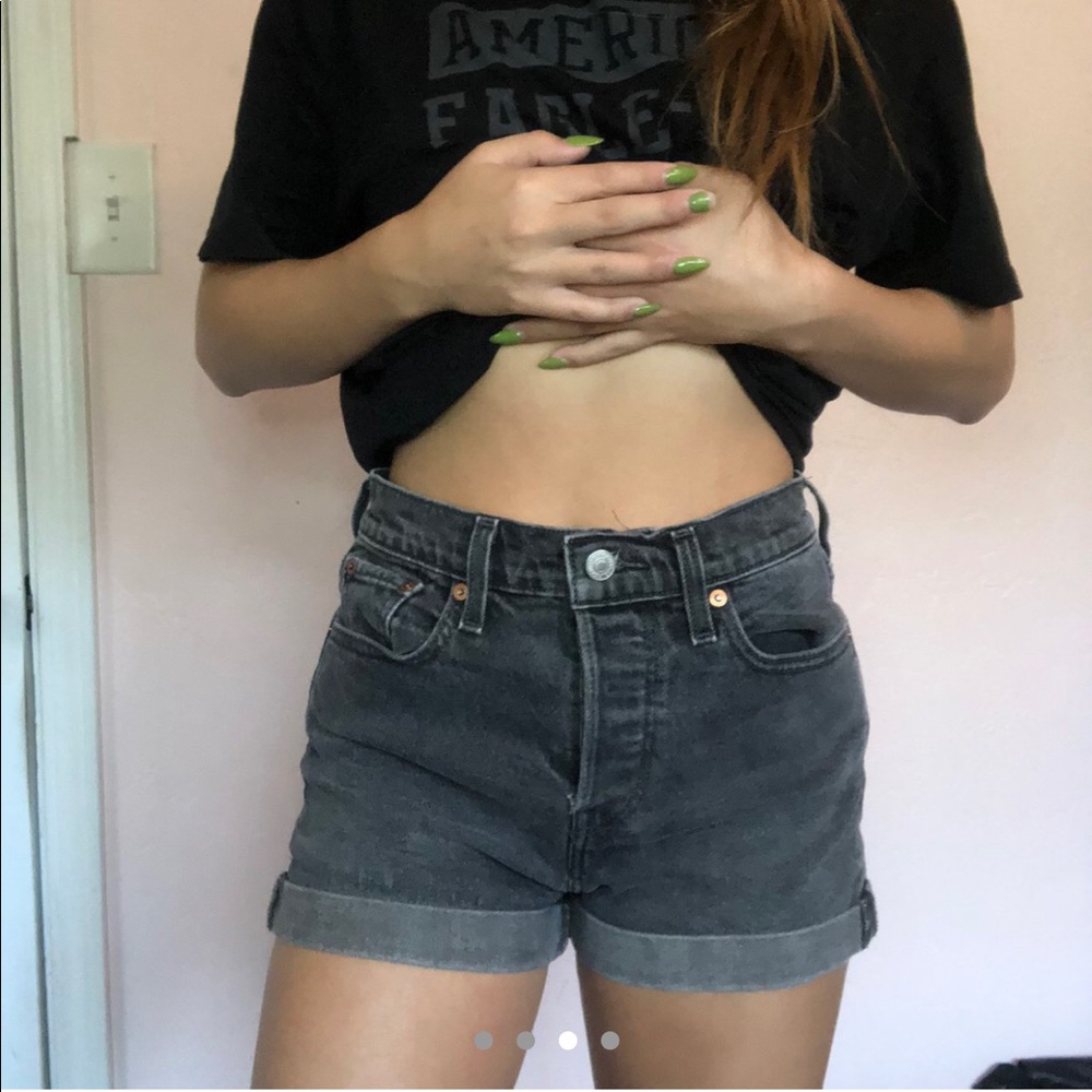 Black denim Levi shorts